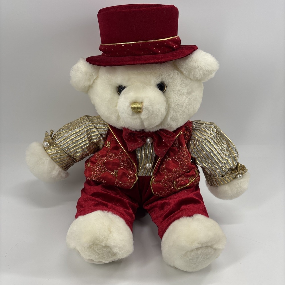 2003 Snowflake 20" TEDDY BEAR Boy - Red Tophat and jacket  Plush Stuffed